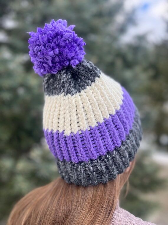 Handmade Chunky Knit Beanie: Speckled Black, ...