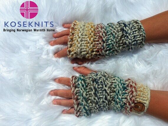 Hygge Knit Fingerless Wool Mittens - Hudson B...