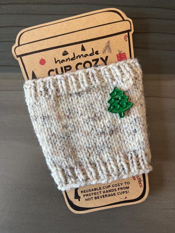 Knit Holiday Cup Cozy: Reusable Coffee Sleeve...