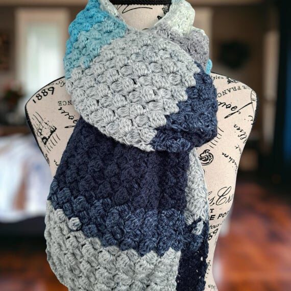 Handcrafted Multicolor Crochet Scarf: Cozy Re...