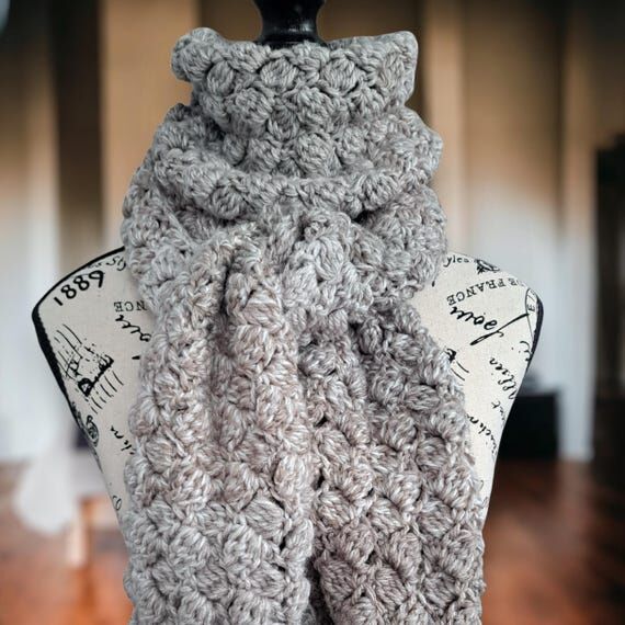 Handcrafted Chunky Crochet Tweed Scarf: Warm ...