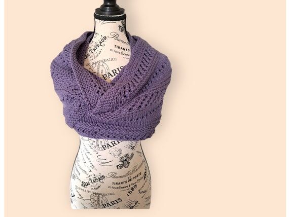 Handcrafted Lilac Lace Infinity Cowl: Elegant...