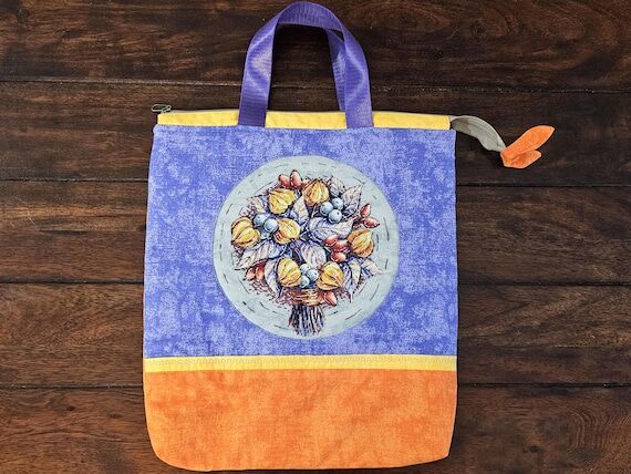 Physalis Print Bag, Travel Knitting Organizer...