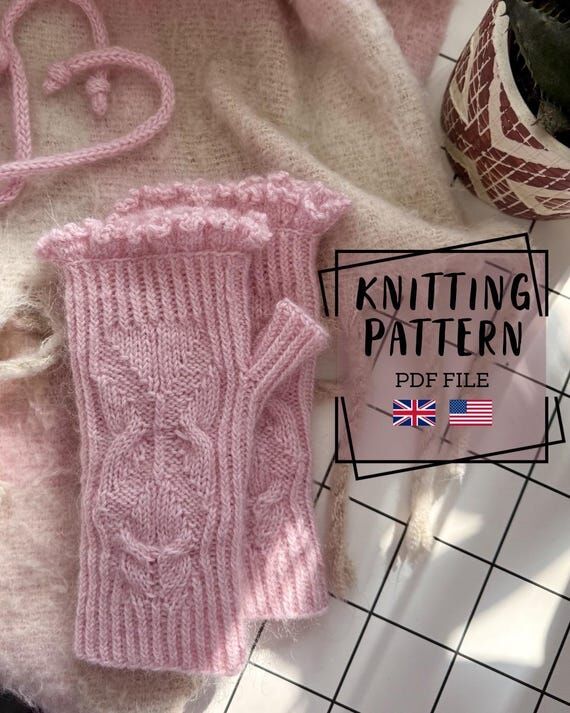 Knitting Pattern- Whisper Wing Mittens, ruffl...