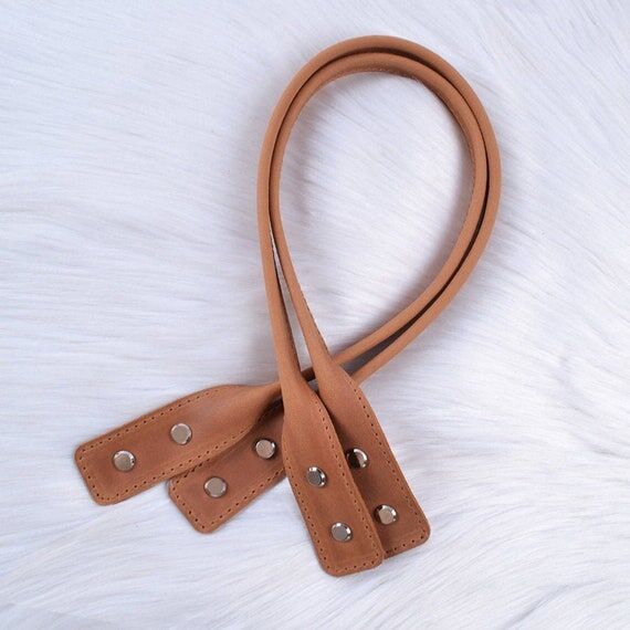 Leather handles with screws for knitting bag,...