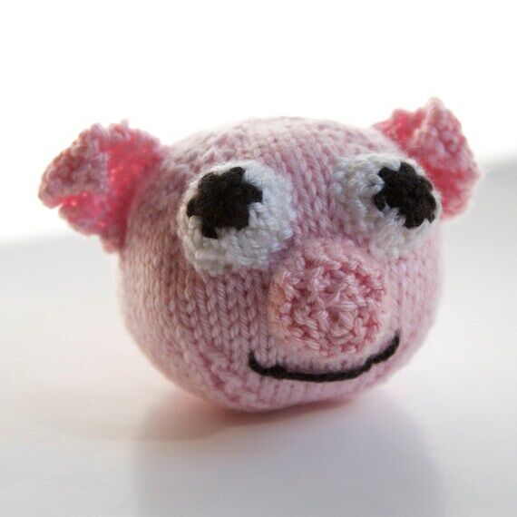Knitted Toy Pig, Plush Stuffed Animal, Ball, ...