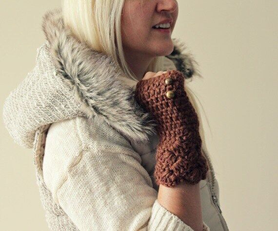 knit gloves . brown fingerless gloves . knit ...