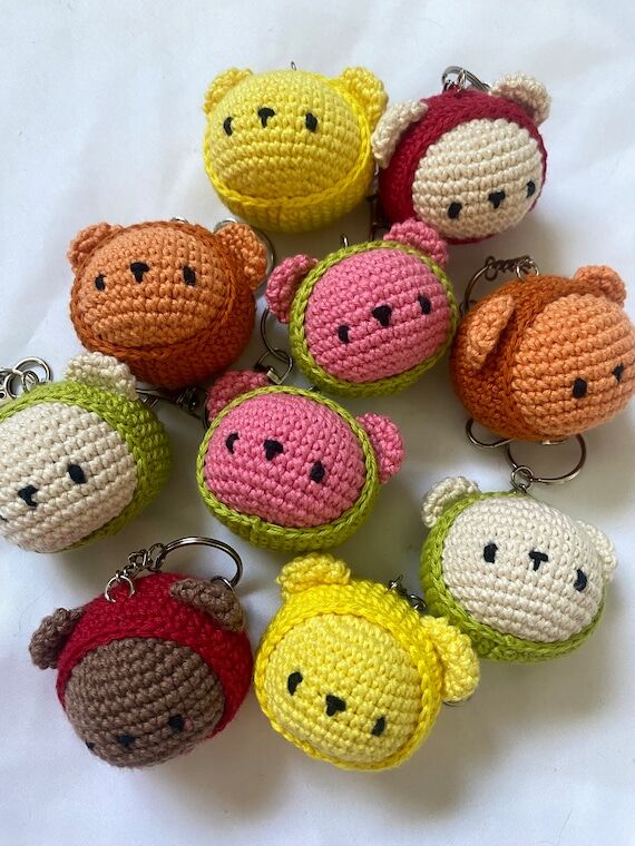 Crochet Bear Keychain - crochet keychain, cut...