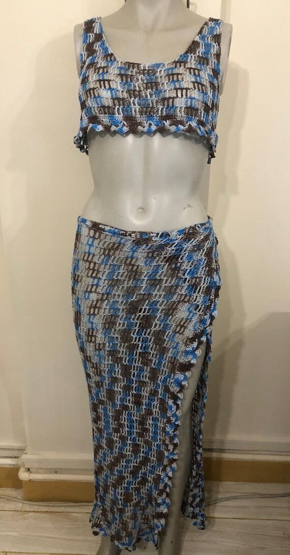 Crochet Maxi Skirt Set: Boho Beach Cover-Up, ...