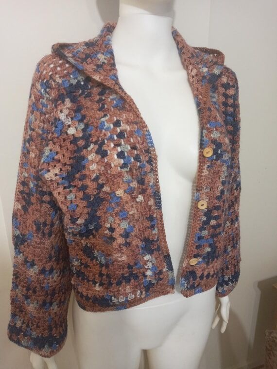 Granny square cardigan : Crochet Hexagon hood...