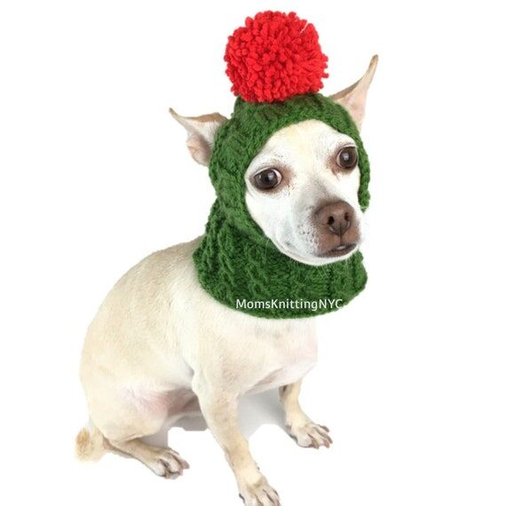 Christmas Dog Elf Hat with Ear Holes, handkni...