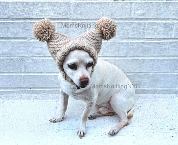 Pet Ear Neck Warmer Handknit Bat Ear Hat, Chi...