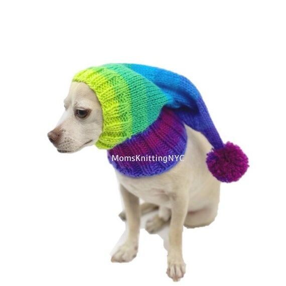 Handmade Rainbow Dog Christmas Hat, Santa's H...