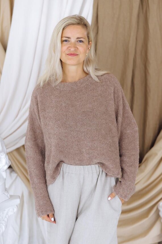 Minimalist alpaca wool sweater, Women knit bo...