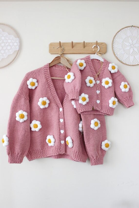 Mom-Daughter Daisy Cardigan Combination /Chun...
