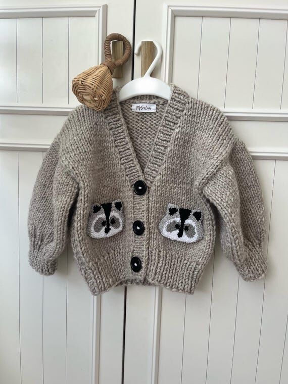 Handmade Knit Raccoon Cardigan – Baby & Tod...