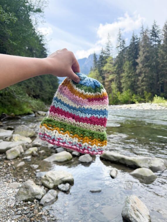 Acadia National Park, Hand Knit, Colorful Bea...