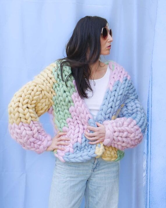 Chunky Knit Sweater, chunky wool oversized ca...