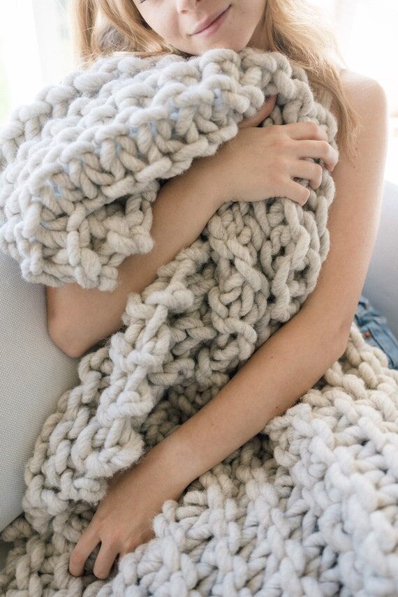 Large Chunky Blanket or throw, made with natu...