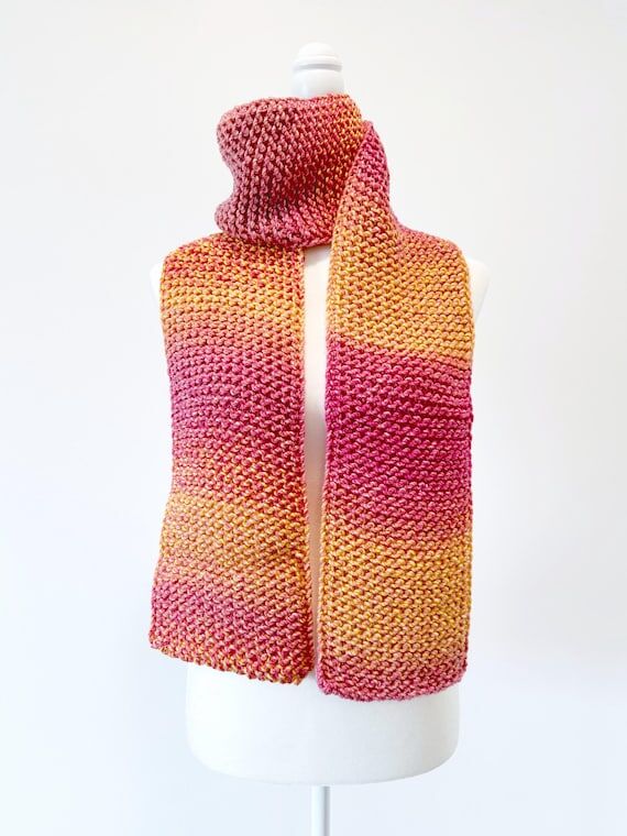 Pink and Orange Variegated Scarf: Soft, Multi...