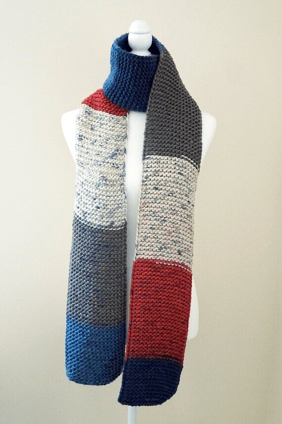 Patriotic Scarf with Red, White, and Blue Str...
