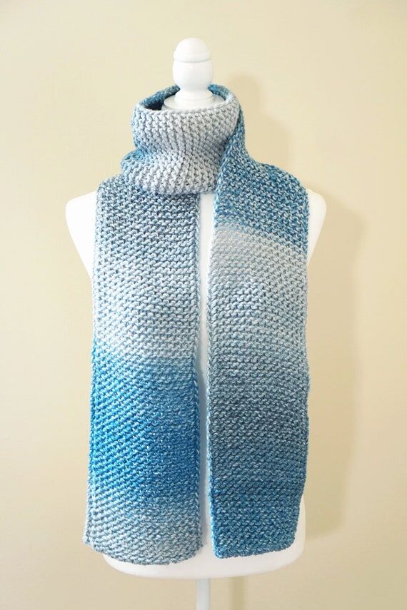 Coastal Blue and Gray Variegated Scarf: Soft,...