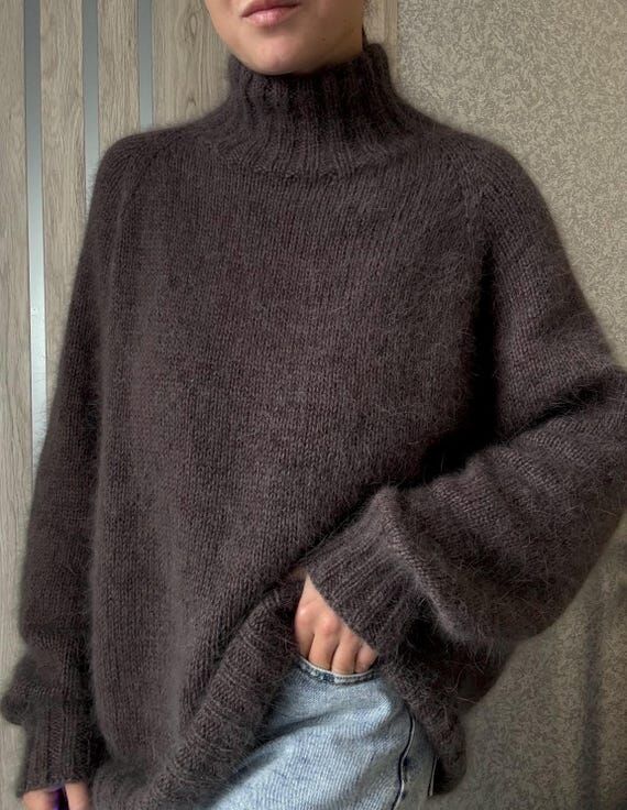 Winter gray angora sweater Warm Pullover Wint...