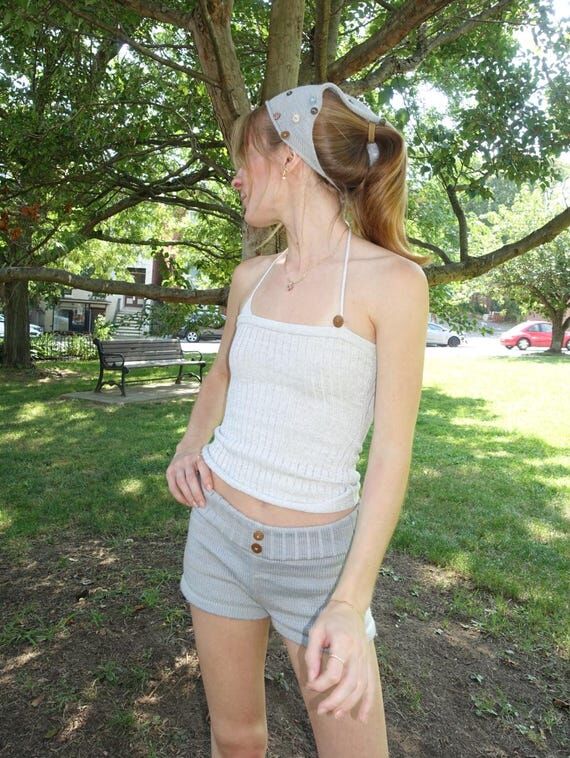 Knit Cotton Tank (Size XXS/XS) Handmade One o...