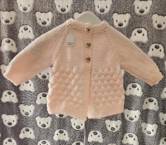 Handmade knitted baby cardigan 0-3 months - ...