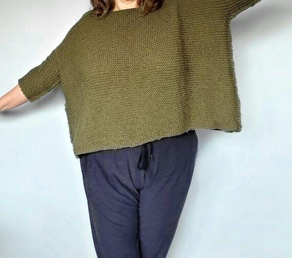 Boxy Knit Sweater Pattern: Reversible Cropped...