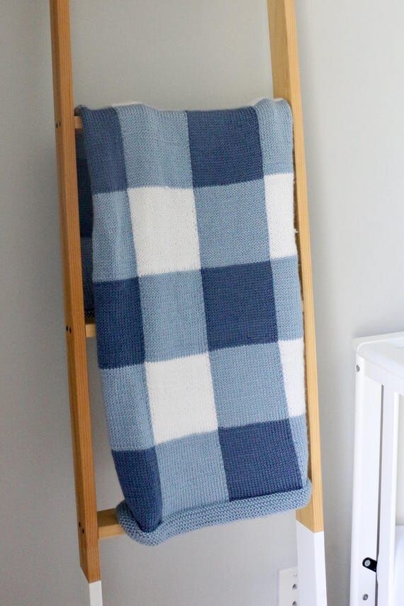 Gingham Baby Blanket Knitting Pattern, Gift f...