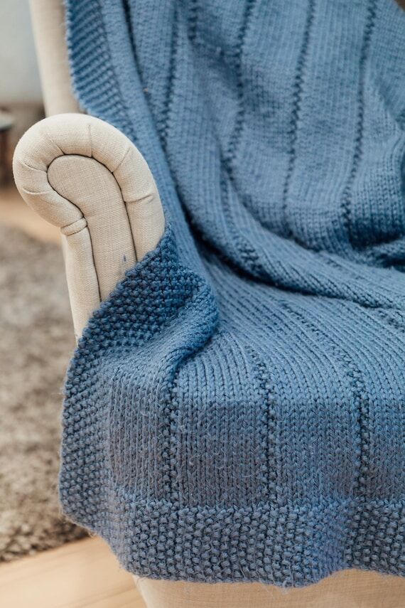 Throw Blanket Knitting Pattern for Beginner H...