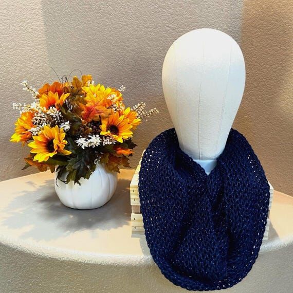 Handmade Infinity Drop-Stitch Scarf Made With...