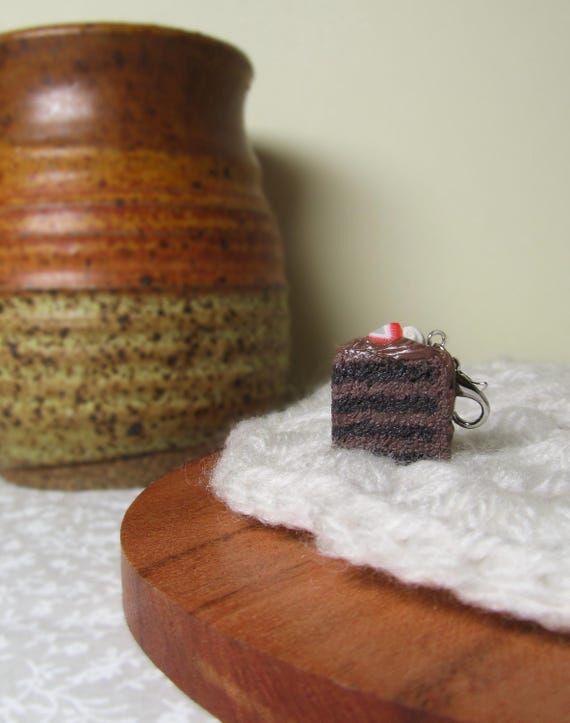 Double Chocolate Cake Slice Charm – Polymer...