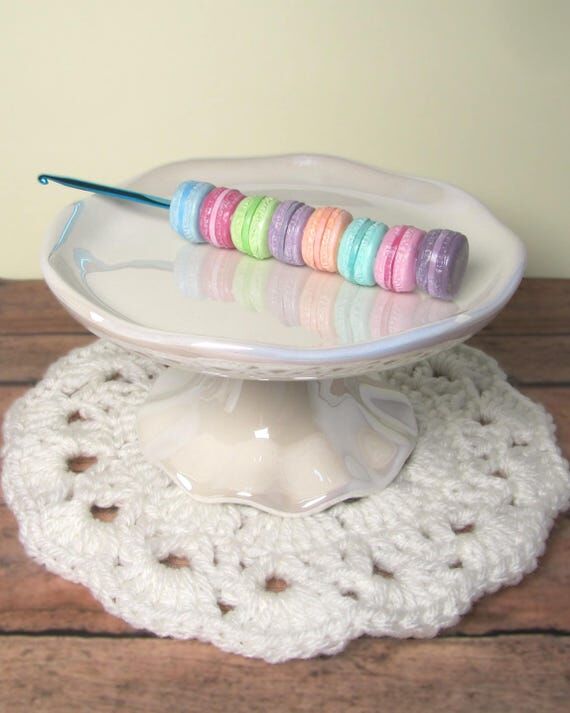 Pastel Macaron Crochet Hook, Handmade Polymer...