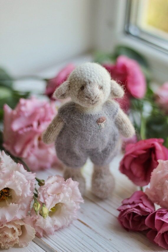 Knitted small lamb boy toy - Handmade little ...