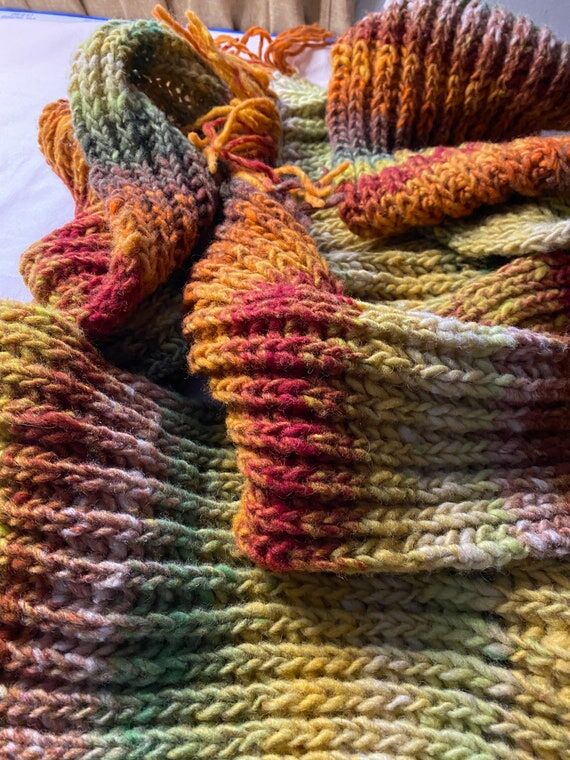 100% Wool Handmade Four Yards Long Scarf....