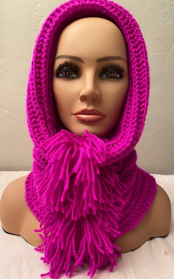 100% Snood/Hooded Scarf with Fringe Custom H...
