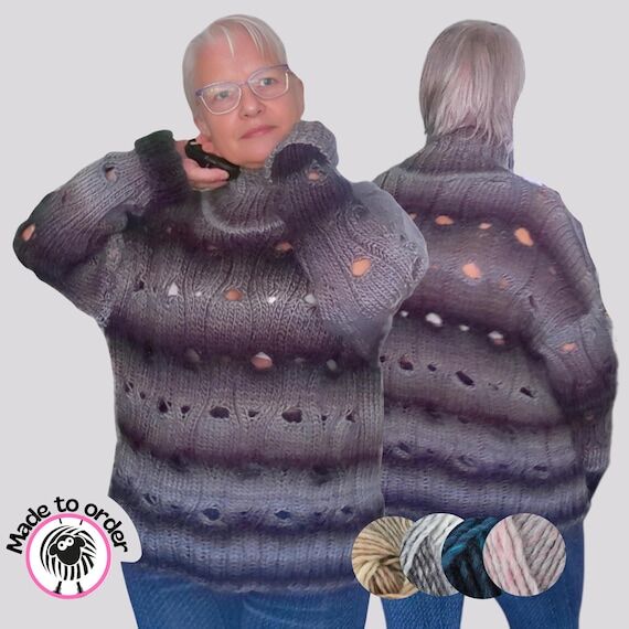 Chunky Turtleneck Sweater | Hand-Knitted Grad...