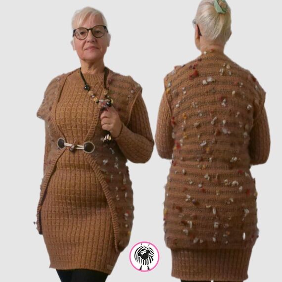 Hand‑Knitted Brown Mohair Wool Vest | Soft ...