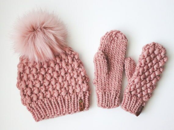 KNIT SET | Made to Order | Beanie and Mittens...