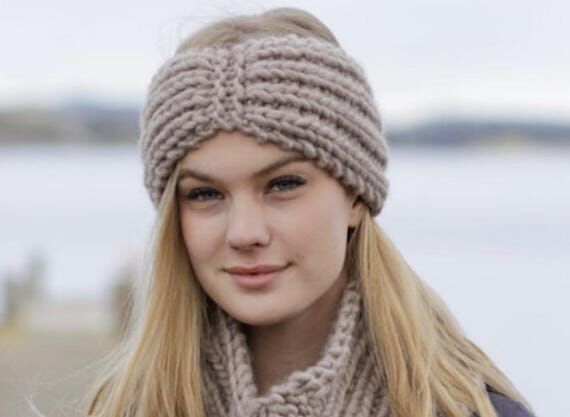 Chunky Handmade Knit Wool Headband, soft and...