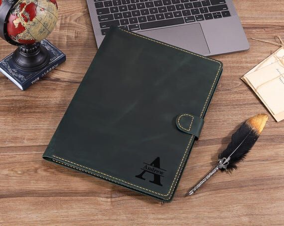 Personalized A4 Leather Padfolio with Clipboa...