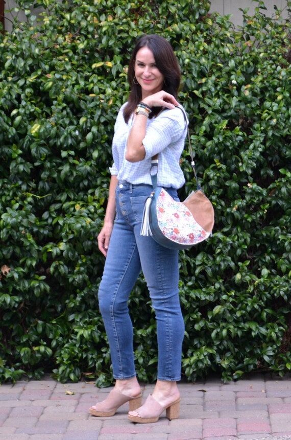 Floral Lambskin Leather Canteen Bag, Mixed Le...