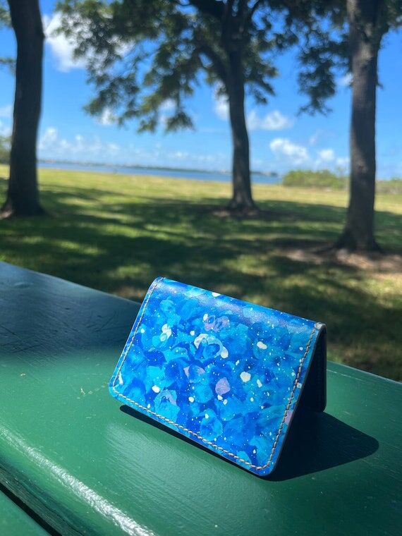 Hand Painted Leather Bifold Wallet, Vegetable...