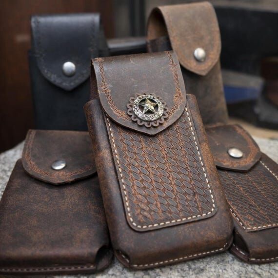 Handmade Leather Phone Case for Belt, Phone H...
