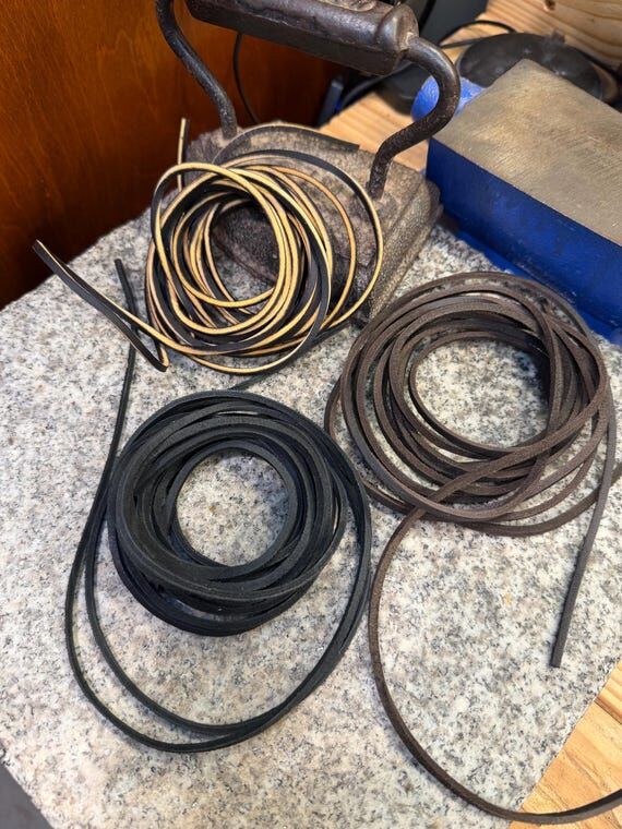 Full Grain Leather Boot Laces, Handmade, Fire...