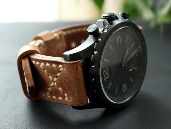 Whiskey Brown Leather Watch Strap – Vintage...
