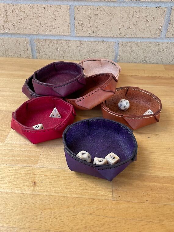 Small Leather Dice Tray Handmade (Made to Ord...