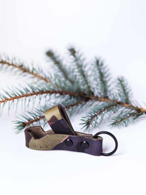 Handmade Leather Phone Stand Keychain Gift fo...